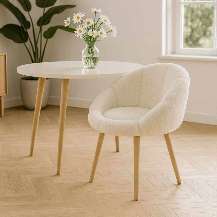 Atelier Del Sofa Papatya - Silla Alada Blanco y Nogal